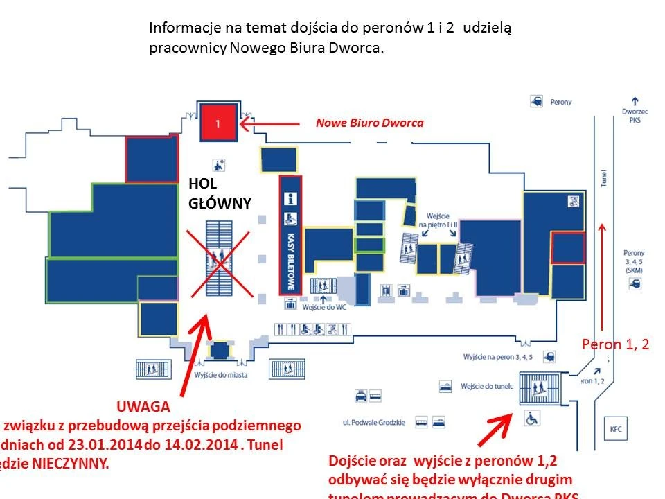 Zmiana organizacji ruchu na Dworcu Gdańsk Główny