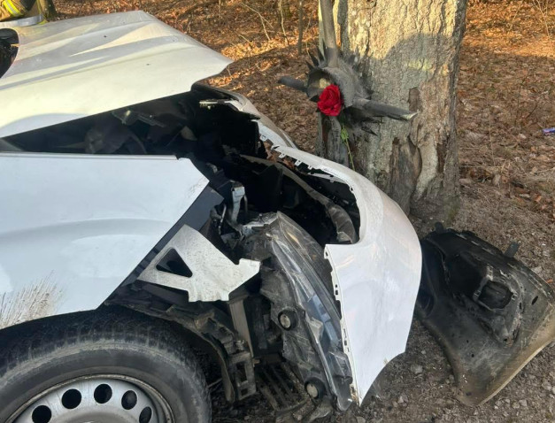 Tragiczny poranek w Egiertowie. Toyota uderzyła w drzewo