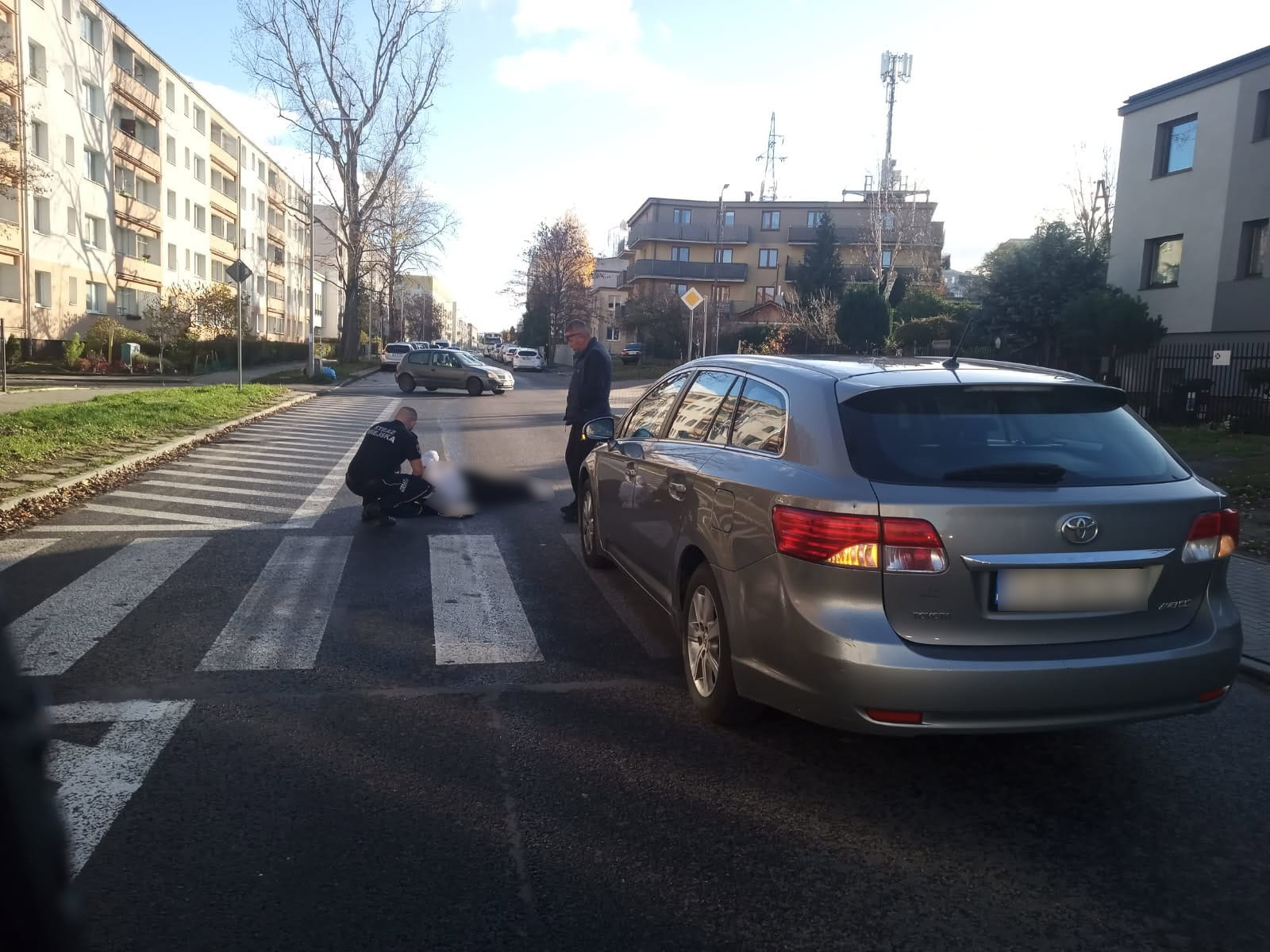 'Osoba potrącona upadła na jezdnię'. Wypadek na przejściu dla pieszych