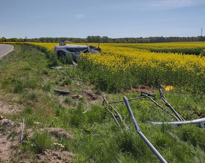 Przekoziołkował i wylądował w rzepaku