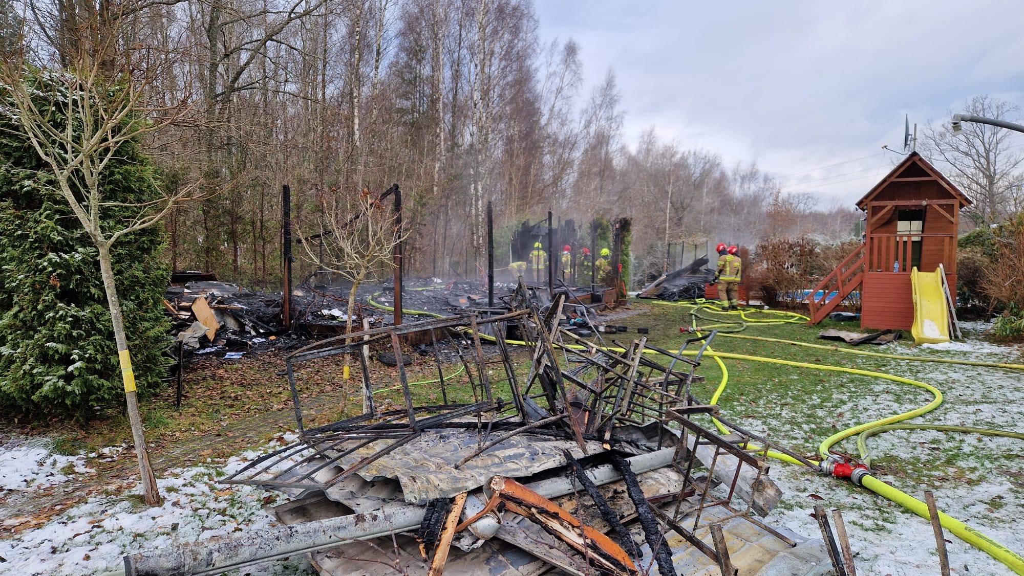 Pożar domku letniskowego. Budynek spłonął doszczętnie