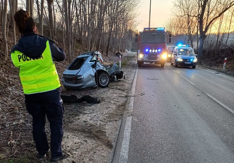 KWIECIEŃ - Tragedia na drodze wojewódzkiej w Sopieszynie. Nie żyje 36-letni mężczyzna/źródło: KPP Wejherowo