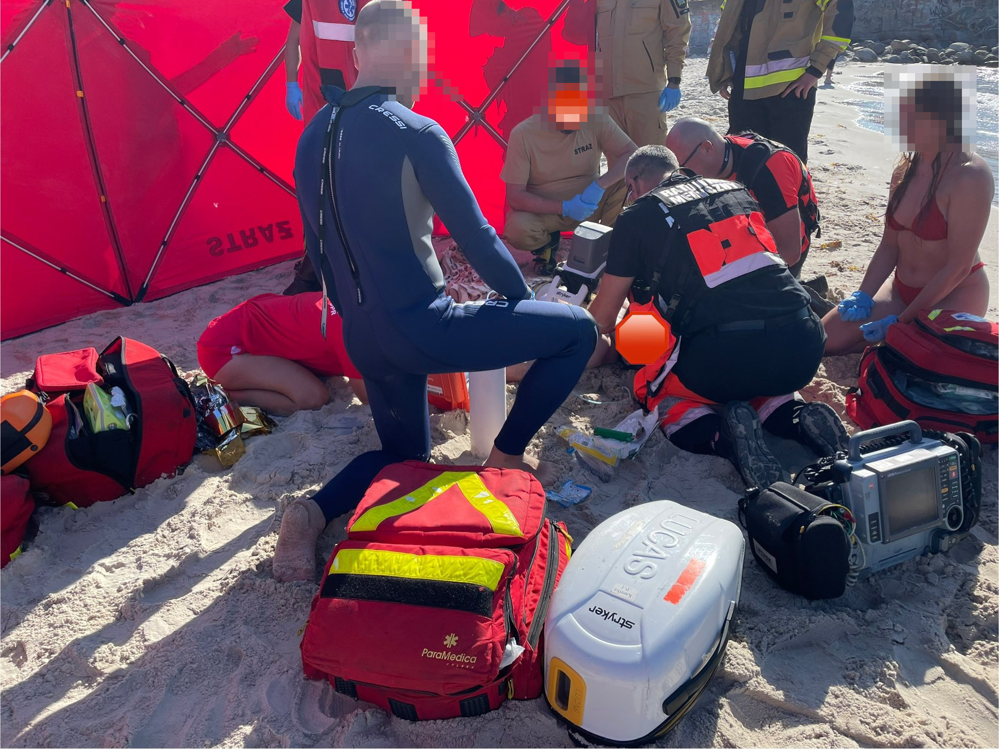 LIPIEC - Topielec na niestrzeżonym kąpielisku. Prowadzona była resuscytacja/źródło: Gniewińskie WOPR/Facebook