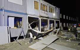 Nocny wybuch gazu. Poważne zniszczenia hotelu pracowniczego