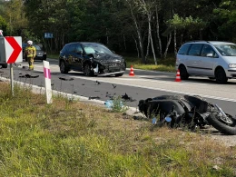 Zderzenie motocyklisty z samochodem osobowym! Lądował śmigłowiec LPR!