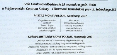 XVII Gala Mistrza Mowy Polskiej Wejherowo 2017 - fot. Leszek Spigarski