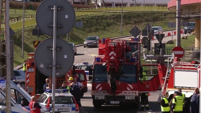 Wypadek tira i trolejbusa w Gdyni