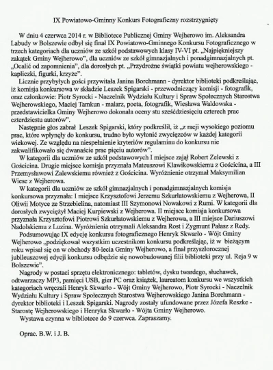 IX Powiatowo-Gminny Konkurs Fotograficzny rozstrzygnięty