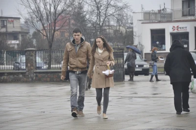 Ze święconką, mimo deszczu