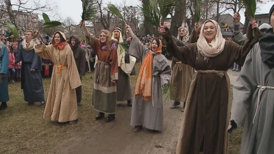 Inscenizacja wjazdu Jezusa (Niedziela Palmowa) fot. Damian Klechowicz