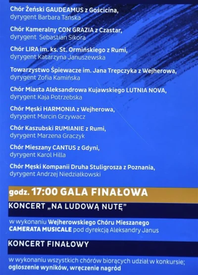 Wejherowo: Gala I Ogólnopolskiego Festiwalu Chóralnego 50+ (fot. Leszek Spigarski)