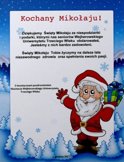 Turystyczne Mikołajki i Dzień Wolontariusza 2017 w WUTW YMCA, fot. Leszek Spigarski