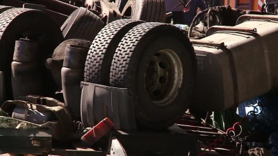 Wypadek tira i trolejbusa w Gdyni