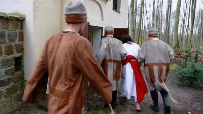 Wielki Czwartek - inscenizacja Drogi Pojmania w wykonaniu Misterników Kaszubskich fot. Leszek Spigarski