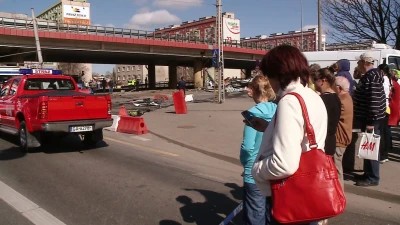 Wypadek tira i trolejbusa w Gdyni