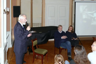 Twórcy filmu "Kamerdyner" w Muzeum PiMKP w Wejherowie, 16.11.2017, fot. Leszek Spigarski