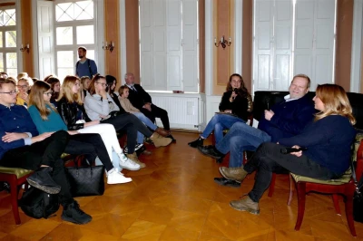 Twórcy filmu "Kamerdyner" w Muzeum PiMKP w Wejherowie, 16.11.2017, fot. Leszek Spigarski