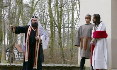 Wielki Czwartek - inscenizacja Drogi Pojmania w wykonaniu Misterników Kaszubskich fot. Leszek Spigarski