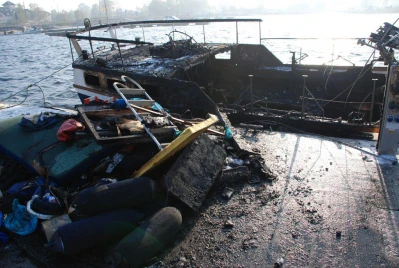 Pożar jachtu w Jastarni