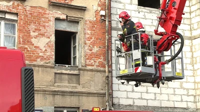 Runęła ściana kamienicy w Wejherowie