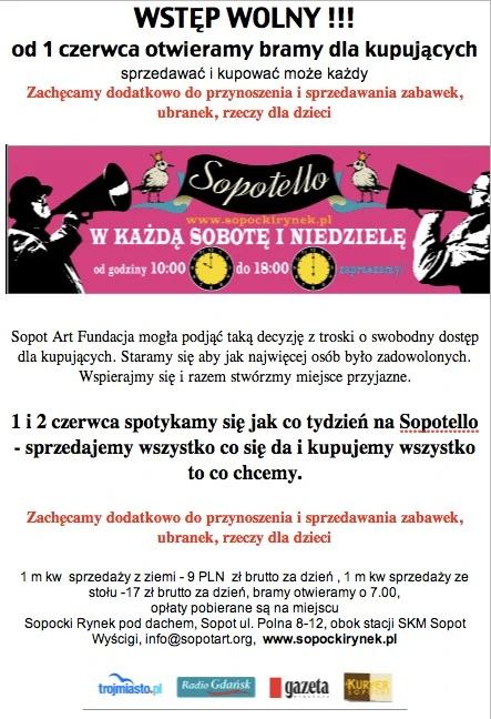 Wstęp na Sopotello jednak darmowy