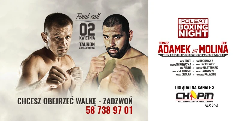 Polsat Boxing Night: Adamek vs Molina – Oglądaj w TK Chopin