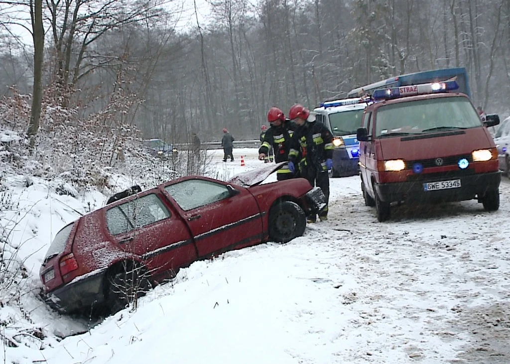Wypadek samochodu ciężarowego i osobowego 