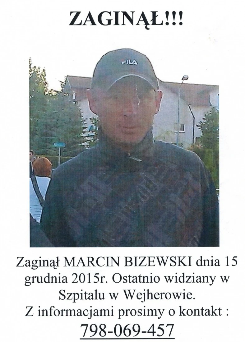 Wejherowo: Wyszedł ze szpitala i zaginął. Trwają poszukiwania