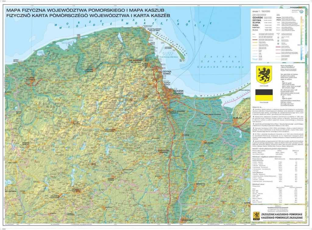 Mapa Pomorza po kaszubsku