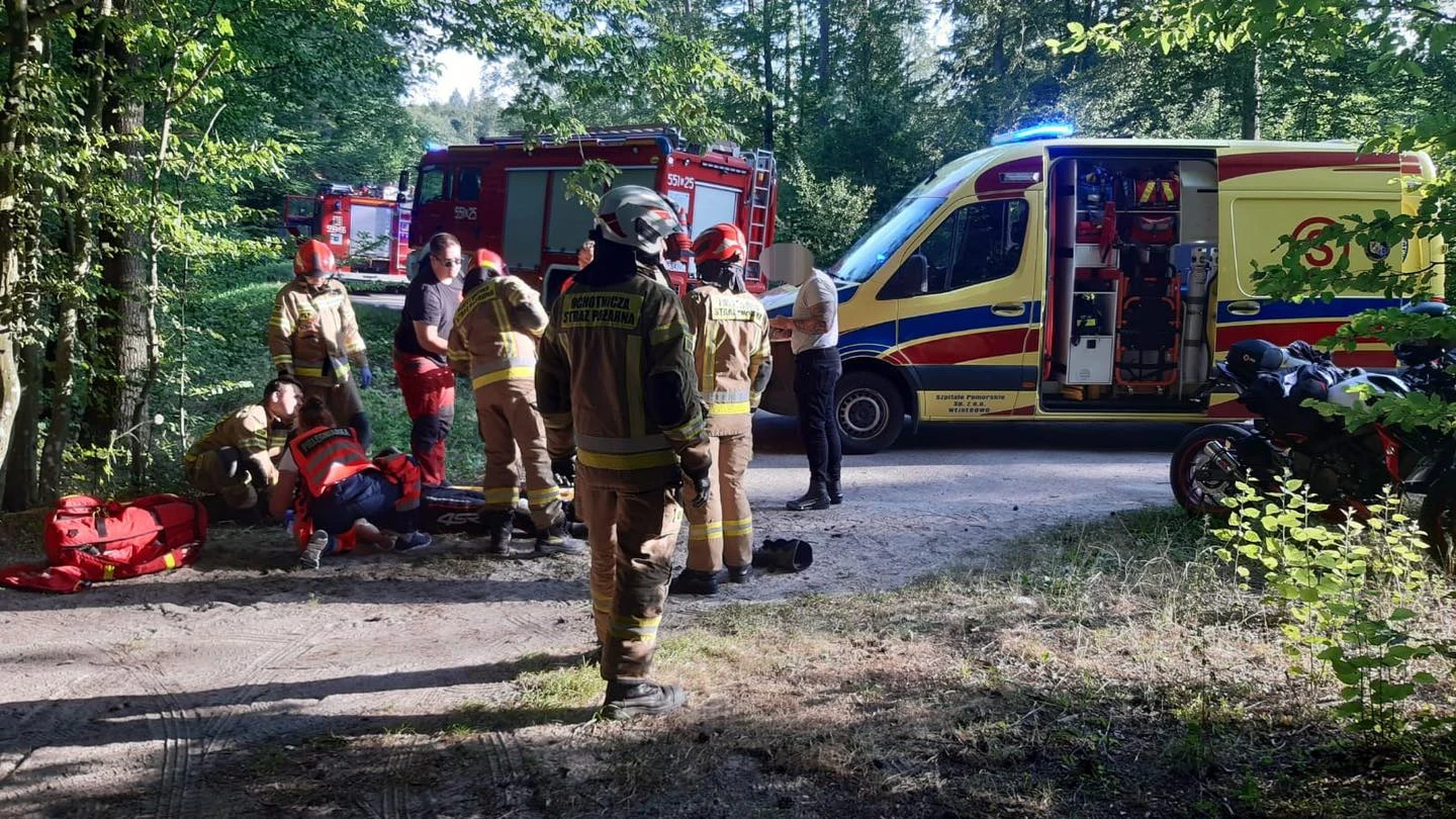 Fot. OSP Wejherowo, wypadek w Nowym Dworze Wejherowskim 14.08 