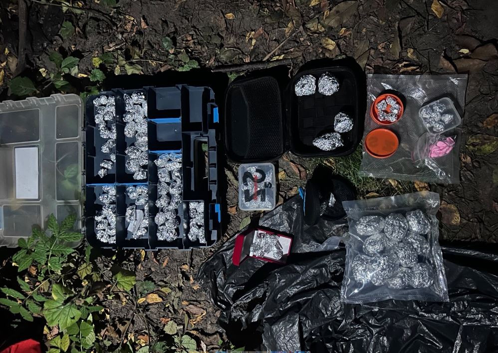 Siedział w krzakach z narkotykami. Policjanci zabezpieczyli ponad 400 porcji