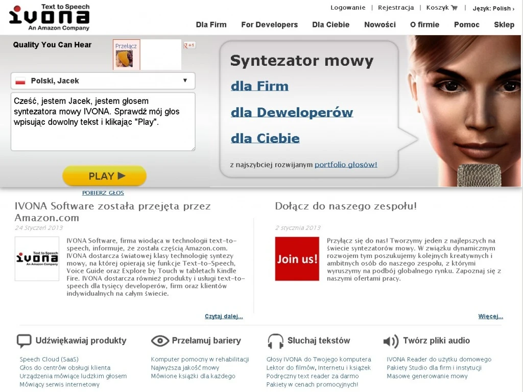 Gdyńska firma IVONA Software częścią Amazon.com