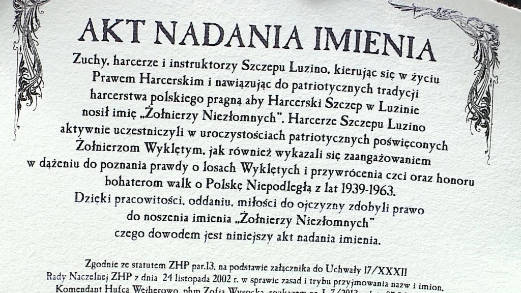 Szczep ZHP Luzino z nowym imieniem