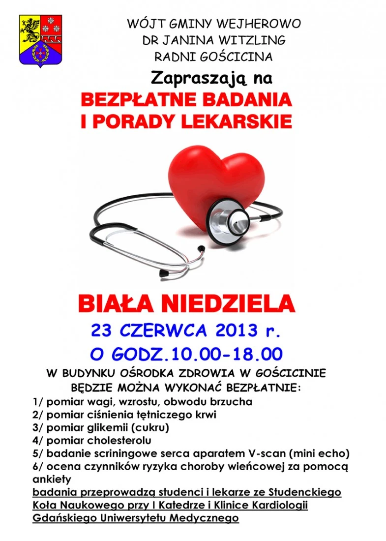 Darmowe badania dla mieszkańców gminy Wejherowo