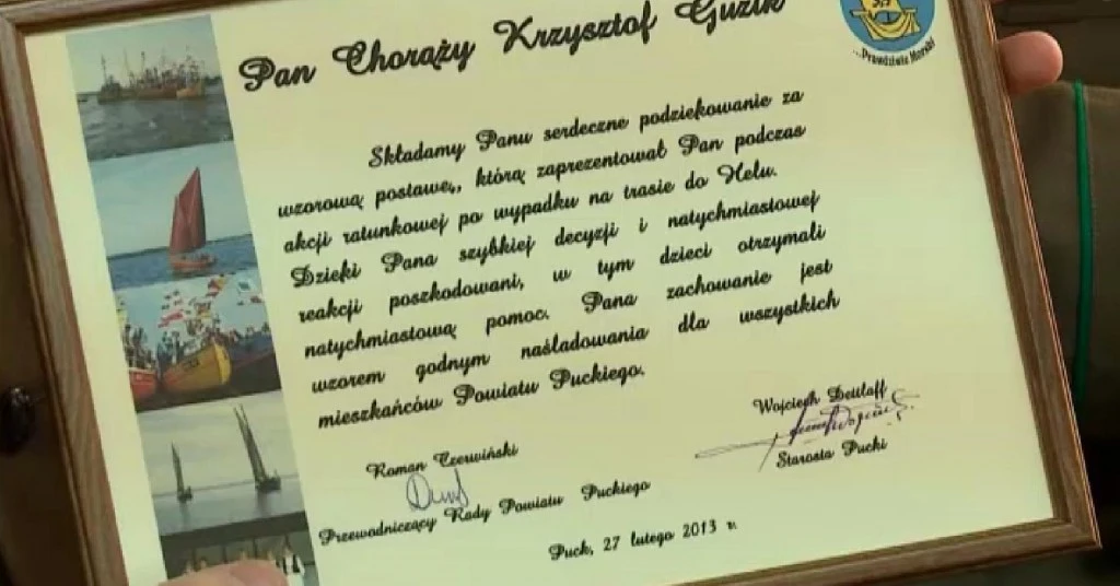 Bohaterowie Straży Granicznej z wypadku cysterny