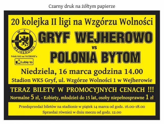Bilety na mecz z Polonią Bytom już w sprzedaży