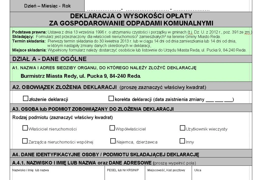 Nie zapomnij złożyć deklaracji ws. opłat za śmieci!