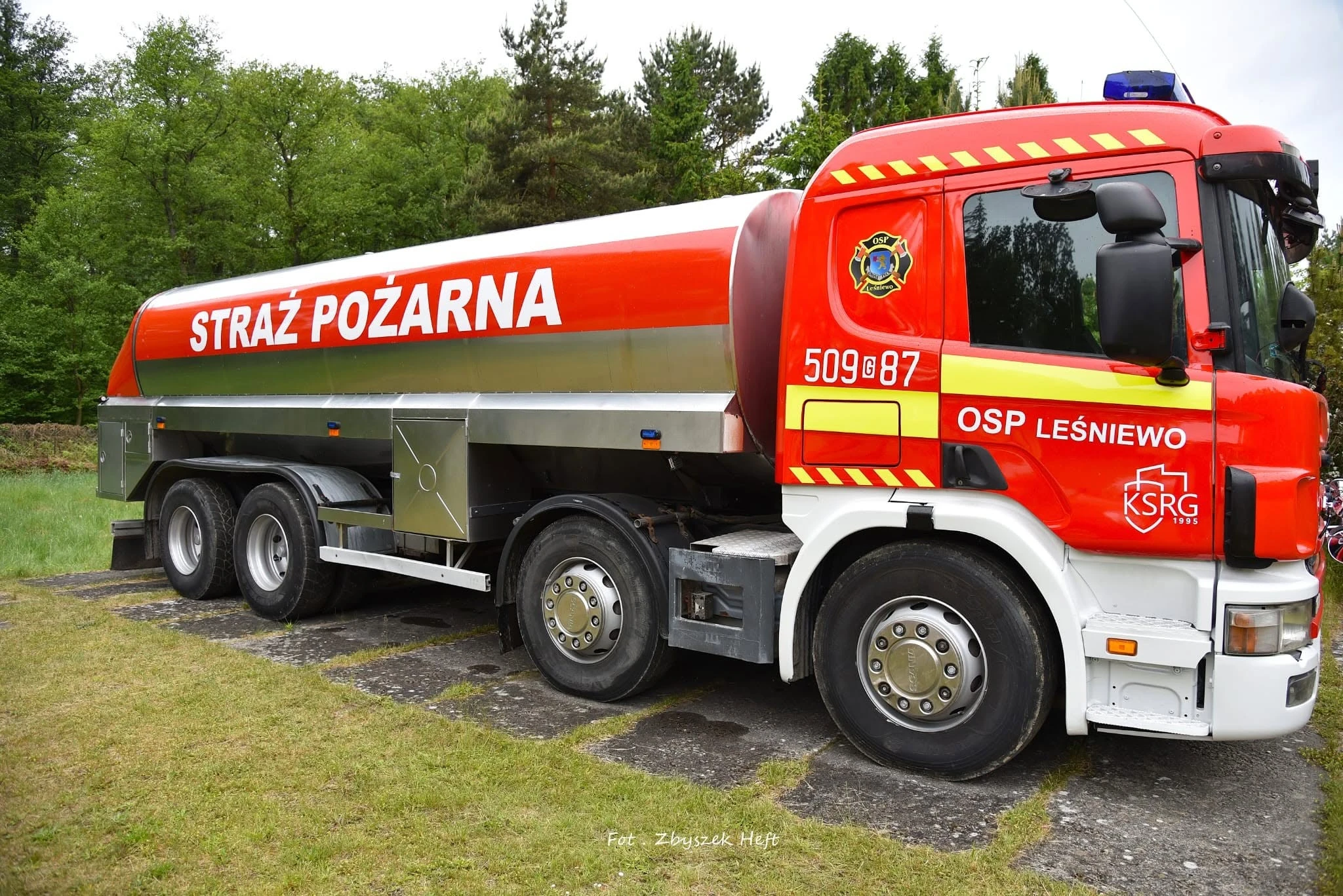 Nowa cysterna w OSP w Leśniewie/źródło: OSP Leśniewo/Facebook